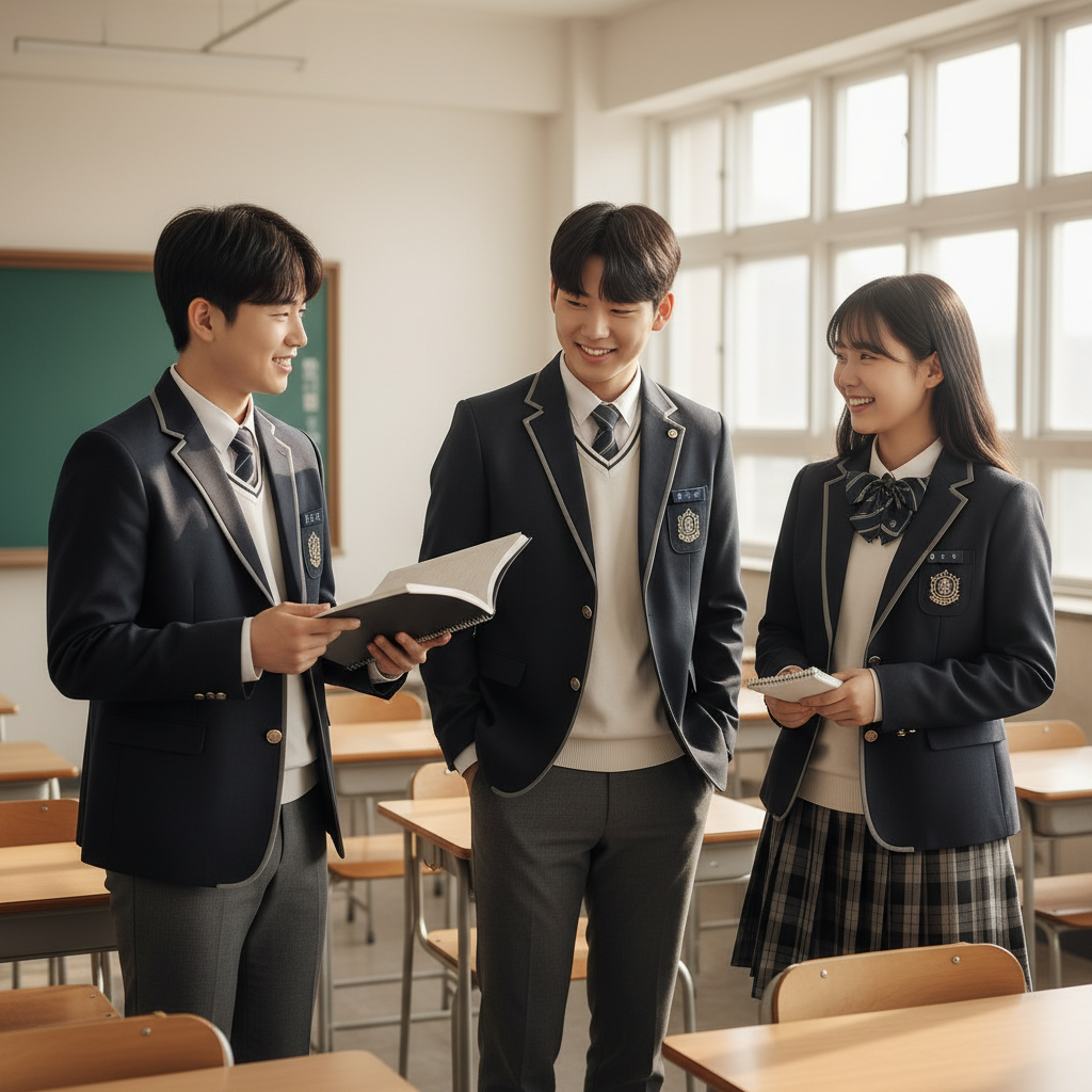 시험 결과 공유하는 학생들